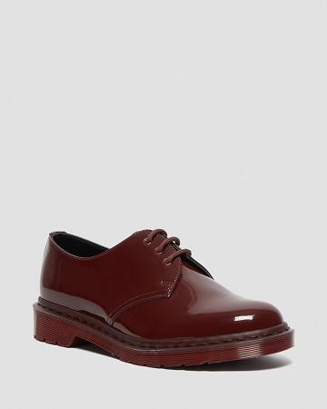 Dr Martens 1461 Made in England Mono Lak Læder Oxford Sko Herre Rød | DK 594JPQ